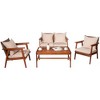 Costway 4pcs Patio Rattan Furniture Set Acacia Wood Frame Cushioned ...