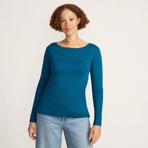 Lands' End Women's Long Sleeve Polished Essentials Boatneck Top - 1 of 4
