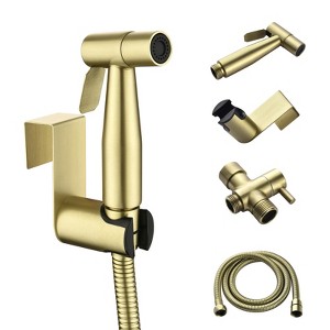 Cobbe Handheld Sprayer Kit for Personal Hygiene and Cleaning Bidet Sprayer for Toilet with Hose Brushed Gold - 1 of 4