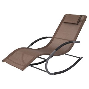 Outdoor Curved Rocker Chaise Lounge Chair with Pillow - Crestlive Products
 - 1 of 4
