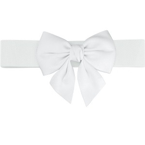 Elerevyo Women's Dress Elastic Waistband Versatile Belts Wide Bow Tie Belt - 1 of 4