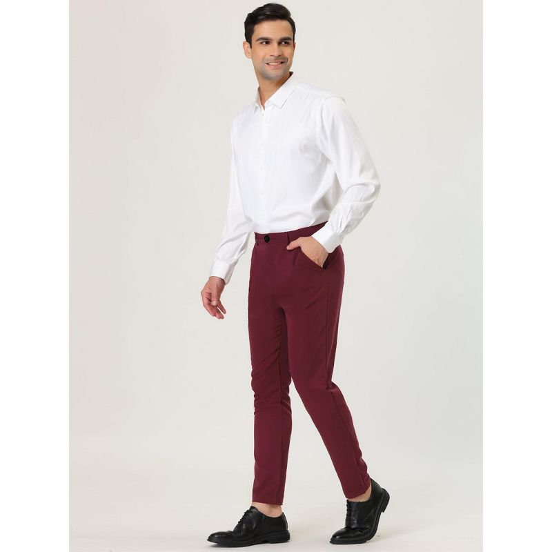 Lars Amadeus Men's Dress Chino Slim Fit Stretch Flat Front Solid Color Business Pants, 4 of 7