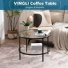 VINGLI Double-Layer Round Glass Matt Black Powder-Coated Iron Frame Coffee Table - 2 of 4