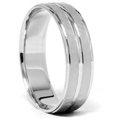 Pompeii3 Mens 14k White Gold Hammered Comfort Wedding Band Ring : Target