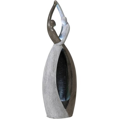Dancing Couple Black and Gray Resin Outdoor Floor Water Fountain with LED Light