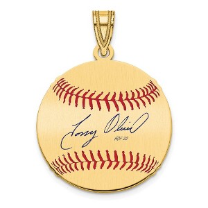Black Bow Jewelry 14K Gold Plated Tony Oliva Signature SM Enamel Baseball Pendant - 1 of 4