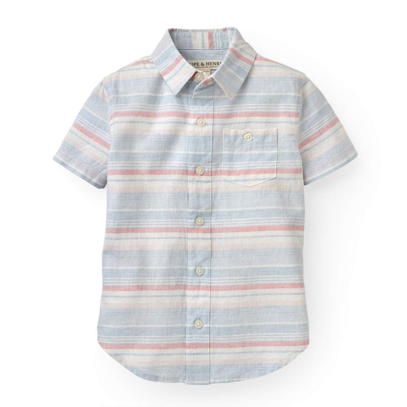 Hope & Henry Boys' Linen Short Sleeve Button Down Shirt, Kids, 1 of 7