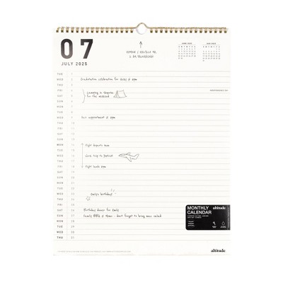 Altitude 12"x15" Monthly Wall Calendar Black and White