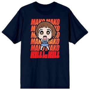 Kill La Kill Mako Repeat Text Navy Crew Neck Short Sleeve T-shirt-Medium - 1 of 4