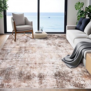Abstract Area Rug Modern Artistic Design Ultra Thin Machine Washable Low Pile & Non-Slip Floor Cover for Contemporary Living Room Bedroom Playroom - 1 of 4