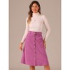 Allegra K Women's High Waist Solid Button Front A-Line Belted Corduroy Midi Skirt - 2 of 4