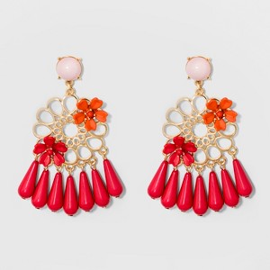 SUGARFIX by BaubleBar Mixed Media Floral Drop Earrings - Red, Women