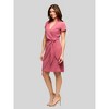 24seven Comfort Apparel Womens Mandarin Collar Knee Length Wrap Dress - 2 of 4