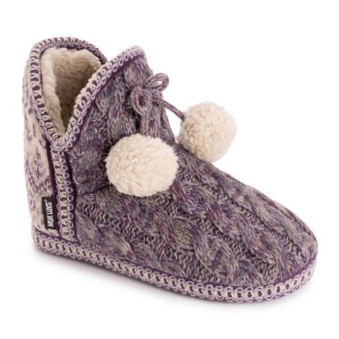 Muk Luks Womens Amira Slippers Oatmeal purple Xl 11 12 Target