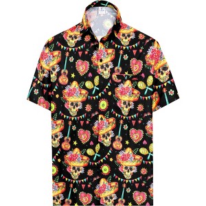 LA LEELA Mens Hawaiian Short Sleeve Button Down Shirt Men's Halloween Costumes Shirt Vacation Summer Beach Shirts for Men Funny - 1 of 4