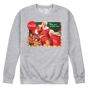 Men's - Coca-Cola - Vintage Santa With Coca Cola Ice Cooler Graphic Fleece Sweatshirt - 1 of 4