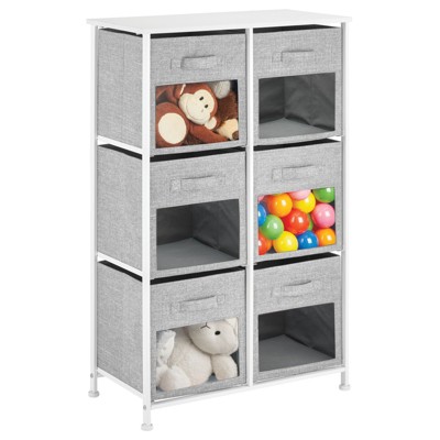 mDesign Vertical Furniture Storage Tower with 6 Fabric Drawer Bins : Target