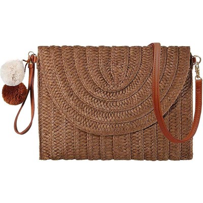 Straw Shoulder Bag For Women Woven Purse Beach Envelope Clutch Straws Wallet