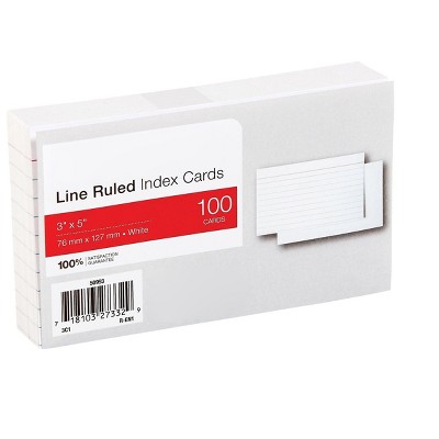 HITOUCH BUSINESS SERVICES 3" x 5"  Line Ruled White Index Cards 100/Pack 90/Pack 50993-CT