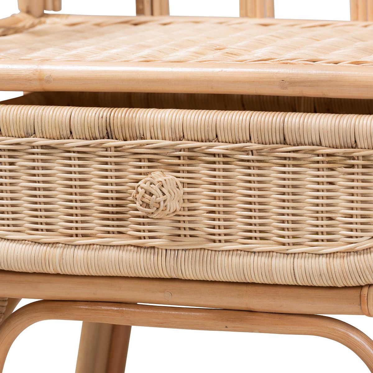 bali & pari Panchali Modern Bohemian Natural Brown Rattan Nightstand - thumbnail 6