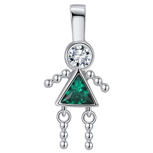 Baby Boy Birthstone Charm for Mom |Girl Birthday Kids for Family Tree Grandma Grandkids Necklace by Ginger Lyne CZ  Sterling Silver - 1 of 4