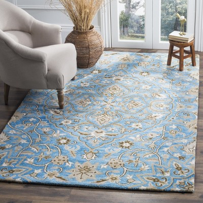 Bella Blue and Taupe Hand-Tufted Wool 4' x 6' Area Rug