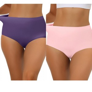 Allegra K Women's Elastic High-Waisted Unlined Breathable No-Show Hipster Underwear 2 Packs - 1 of 4