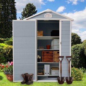 CAVINAS Durable Resin Outdoor Storage Shed with Gable Roof and Lockable Door with Window for Backyard, Lawn - 1 of 4