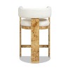 Jennifer Taylor Home Vavona 26.5" Burl Upholstered Barrel Back Counter Height Bar Stool, Polar Off-White Faux Shearling Fur - 4 of 4
