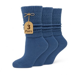 Women’s Lightweight Cotton Slouch Socks Over-the-Calf Knee-High Scrunch Socks 3 Pairs Shoe Size 5-10 - 1 of 3