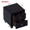 Vynxaria Elegant Velvet Nightstand - Black, 2 Drawers (Crystal Knobs), Button-Tufted, Solid Wood Frame - 2 of 4