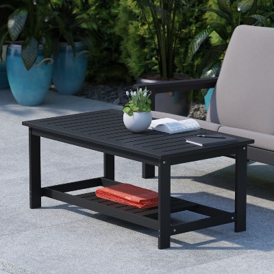 Charlestown Black Poly Resin Two Tiered Coffee Table