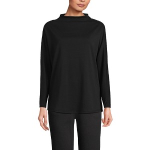 Lands' End Women's Long Sleeve Sport Knit Funnel Neck Top - 1 of 2