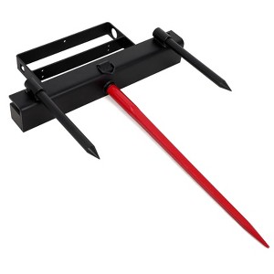 TROPOW Heavy-Duty Bale Spear Attachment (4000LB Capacity),Red/Black Quick-Attach Fork with 2x17.5" Stabilizers for Bobcat &Skid Steer Loaders - 1 of 4