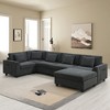 128" 6-Seat U-Shaped Chenille Sectional Sofa with Oversized Ottoman, Hidden Armrest Storage, Cup Holders & USB Charging Ports - 4 of 4