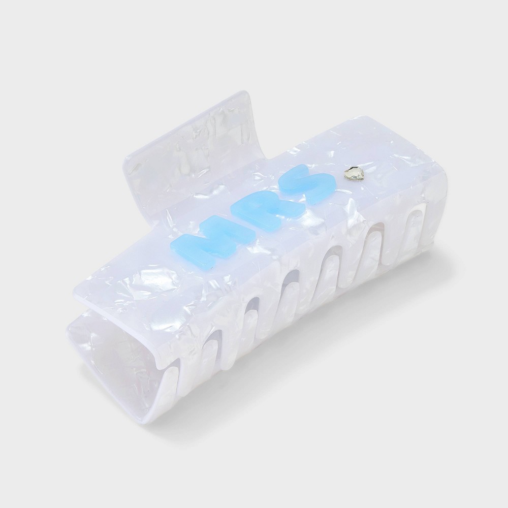 Bridal "Mrs" Claw Clip - White/Blue