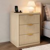 Fluted Nightstand w/ Charging Station, Mid Century Modern Bedside Table with Drawers & Open Shelf - 2 of 4