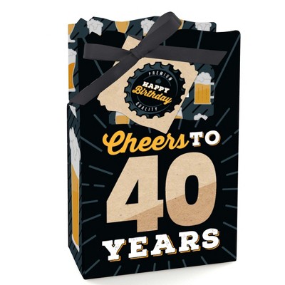 Big Dot of Happiness Cheers and Beers to 40 Years - 40th Birthday Party Favor Boxes - Set of 12