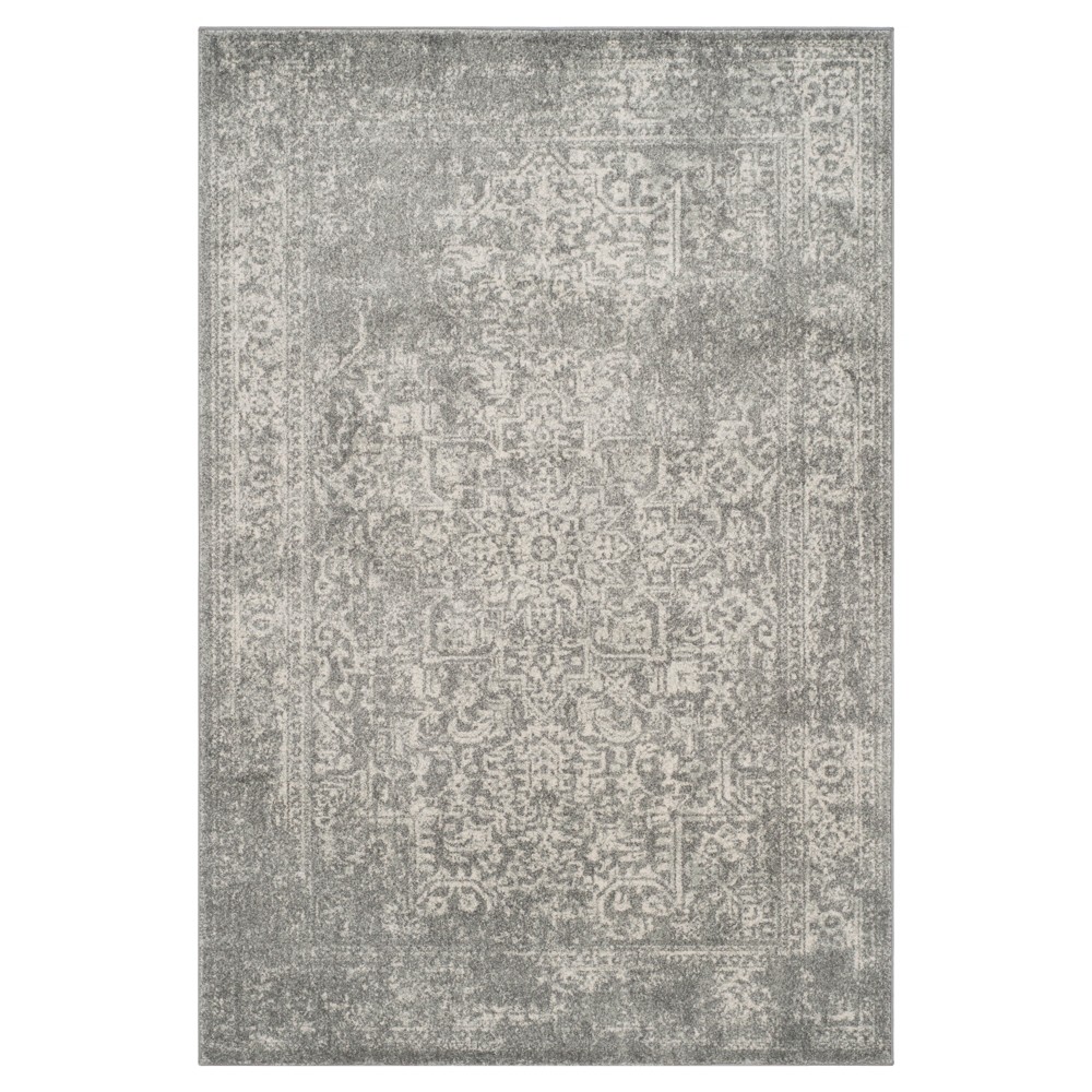 5'1inx7'6in Hestia Burst Loomed Area Rug Silver/Ivory - Safavieh