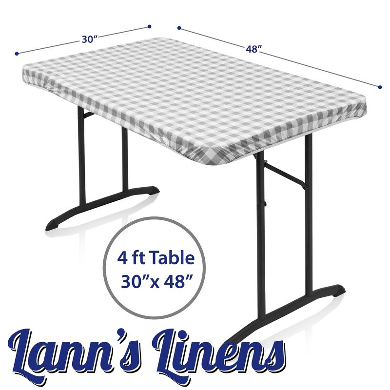 Lann's Linens Fitted Vinyl Tablecloth with Flannel Backing, 5 of 7