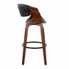 Set of 2 30" Faux Leather Mid-Century Modern Barstools with Swivel, Tufted Upholstery, and Wood Legs with Round Metal Footrest for Kitchen - 3 of 4