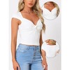 Allegra K Women's Sweetheart Neck Cap Sleeve Ribbed Knit Twist Knot Shirt - 2 of 4