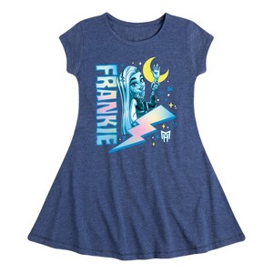 Girls' - Monster High - Blue Ink Frankie Fit & Flair Cap Sleeve Dress - 1 of 3