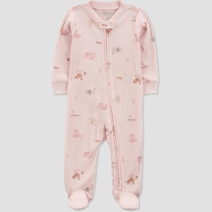 Carter's Just One You®️ Baby Girls' Drop Needle Farm Sleep N' Play - Pink - 1 of 3