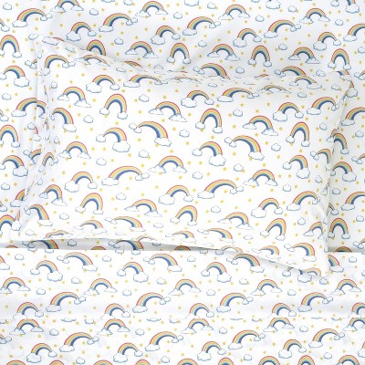 Full Pink Rainbow Print Microfiber Kids' Sheet Set