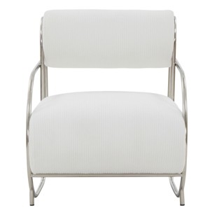 Bethann Metal Frame Accent Chair - SFV5130 - White/Silver - Safavieh Couture - 1 of 4