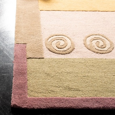 Beige and Brown Hand-Tufted Wool Rectangular Area Rug