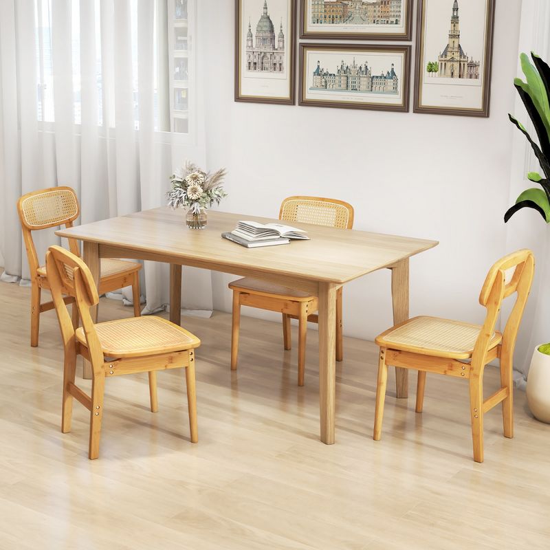 Tangkula Rattan Dining Chairs Set of 4 Kitchen Dining Chairs w/ Simulated Rattan Backrest, 4 of 11