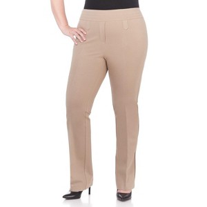 Rekucci Plus Size Comfort Knit Bootcut Leg Pants for Curvy Women with Tummy Control - 1 of 4