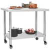 vidaXL Kitchen Work Table with Wheels, 31.5"x23.6"x33.5" Stainless Steel - 2 of 4